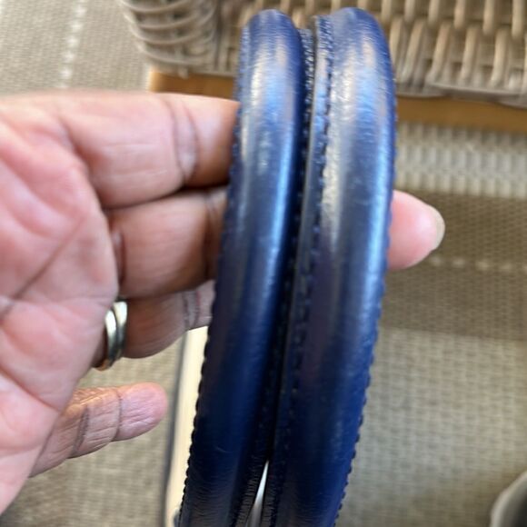 Kate Spade Wellesley Rachelle Two-Tone Leather Satchel, Pebble / French Navy - Picture 8 of 9